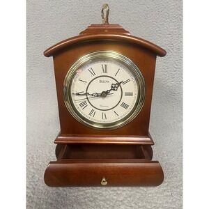 Bulova Westminster Dalton Chiming Pendulum Table Clock Quartz Wooden Case B2734